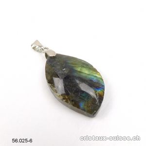 Pendentif Labradorite avec clip en métal. Pièce unique. Offre Spéciale