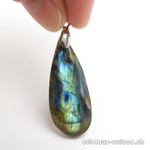 Pendentif Labradorite avec clip en métal. Pièce unique. Offre Spéciale
