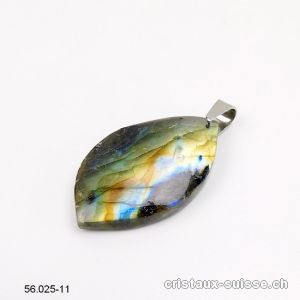 Pendentif Labradorite avec clip en métal. Pièce unique. Offre Spéciale