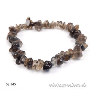 Bracelet Quartz Fumé, élastique 18 cm