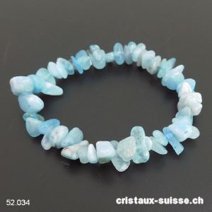 Bracelet Aigue-marine, élastique 17,5 cm. Taille SM. Offre Spéciale