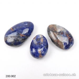 3 x Sodalites 2,5 - 3 cm, Percées 