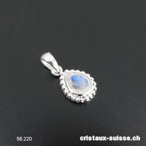 Pendentif Pierre de Lune arc-en-ciel facettée en argent 925