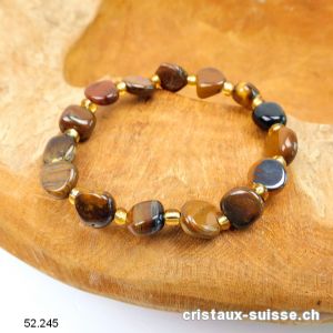 Bracelet Oeil de Tigre Nuggets 8 - 10 mm / 17,5 - 18 cm. Taille SM