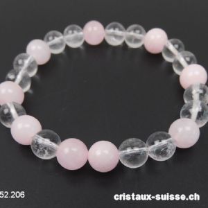 Bracelet Cristal de Roche - Quartz Rose 8 mm / 19 cm