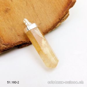 Pendentif Citrine avec capuchon en argent 925. Pièce unique 3,3 cm