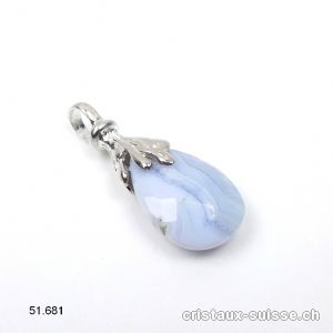 Pendentif Calcédoine bleue rubanée en argent 925