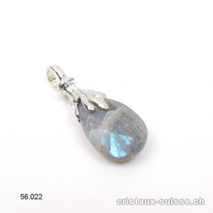 Pendentif Labradorite facettée en argent 925. Dominance bleue claire