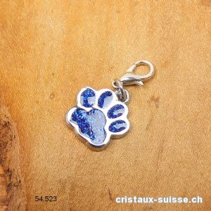 Charm Patte d'animal BLEU 1,6 cm, en métal avec fermoir