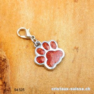 Charm Patte d'animal ORANGE FONCÉ 1,6 cm, en métal avec fermoir