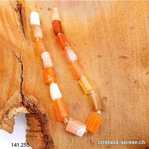 Demi-Rang Agate Abricot, tubes facettés 9 - 11 x 6 - 7 mm / 19 cm, 15 pièces