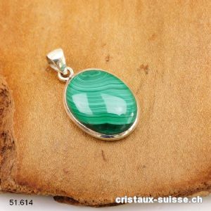 Pendentif Malachite du Congo en argent 925. Pièce unique