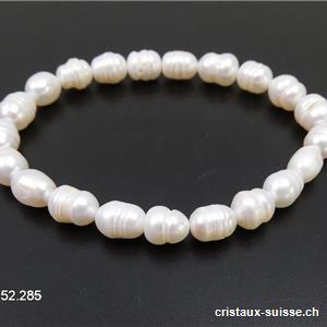 Bracelet Perle d'eau douce 6 - 9 mm, élastique 18,5 cm