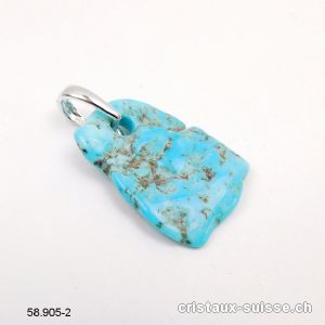 Pendentif Turquoise 3 cm avec boucle argent 925. Pièce unique