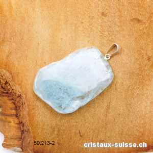 Pendentif Aigue-Marine du Brésil avec boucle métal. Pièce unique