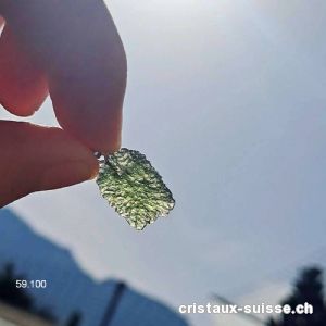 Pendentif Moldavite brute et boucle en argent 925. Pièce unique