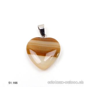 Pendentif Agate brune Café, Coeur 2 cm