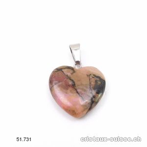 Pendentif Rhodonite Coeur 2 cm avec boucle métal