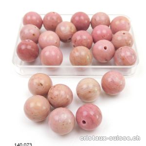 Rhodonite rose - beige, boule percée 10 mm. OFFRE SPECIALE