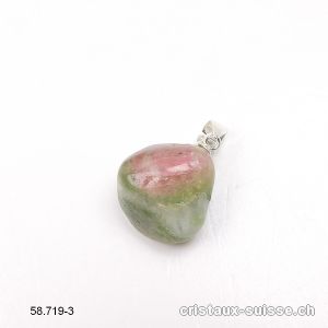 Pendentif Tourmaline Melon d'eau, boucle argent 925. Pièce unique