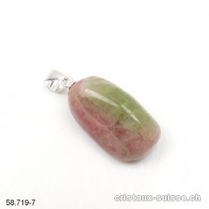 Pendentif Tourmaline Melon d'eau, boucle argent 925. Pièce unique