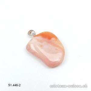 Pendentif Agate Abricot 2,6 cm, boucle argent 925. Pièce unique