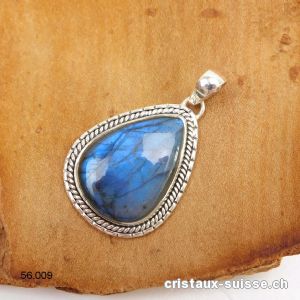 Pendentif Labradorite bleue en argent 925. Pièce unique