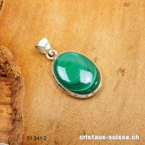 Pendentif Malachite du Congo en argent 925. Pièce unique