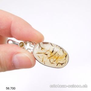 Pendentif Agate Montana et Citrine en argent 925. Pièce unique