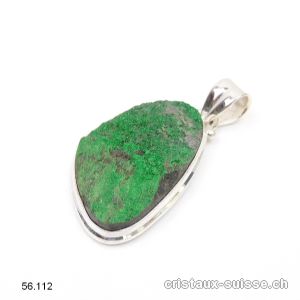 Pendentif Grenat Uvarovite cristallisé en argent 925. Pièce unique