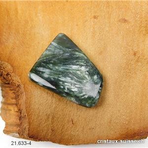 Séraphinite de Sibérie, polygone 3,6 x 3 x ép. 0,6 cm. Pièce unique