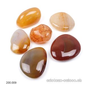 6 x Cornaline mélange 3-4 cm. Lot unique 108 Gr.