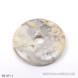 Agate Crazy Lace gris-beige, donut  4 cm. Pièce unique