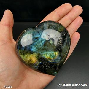 Coeur Labradorite XL 7,5 cm. Pièce unique 292 grammes