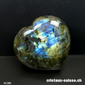 Coeur Labradorite XXL 12,1 x 11,5 x 5,8 cm d'épais. Pièce unique 1'266 grammes