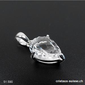 Pendentif Cristal de Roche facetté, argent 925. Qual. A