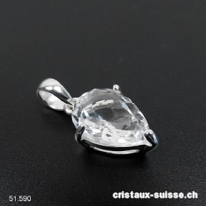 Pendentif Cristal de Roche facetté, argent 925. Qual. A