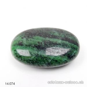 Zoïsite verte - noire, pierre anti-stress arrondie 4,5 x 3 cm