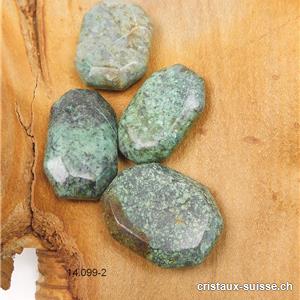 Chrysocolle - Diorite pierre anti-stress à pans coupés 3,3-3,5 x 2-2,5 cm