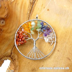 Suspension Arbre de Vie 7 chakras Ø 5 cm