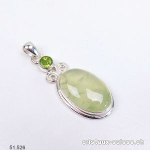 Pendentif Préhnite et Péridot en argent 925. Pièce unique