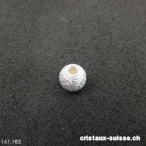 Perle 6 mm/trou 1,5 mm, argent 925 effet diamanté clair 