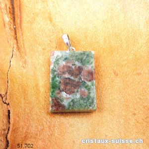 Pendentif Grenat éclogite de Norvège avec boucle argent 925. Pièce unique