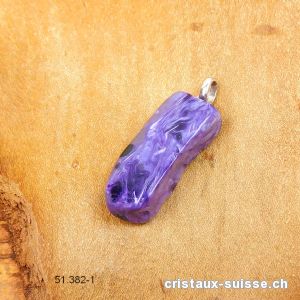 Pendentif Charoïte de Russie, boucle argent 925 rhodié. Pièce unique
