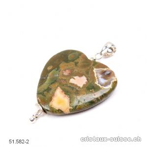 Pendentif Rhyolite opalisée Australienne, boucle argent 925. Pièce unique