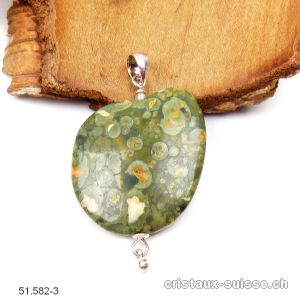 Pendentif Rhyolite opalisée Australienne, boucle argent 925. Pièce unique