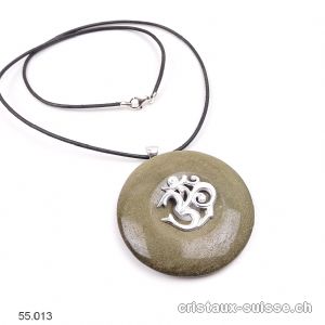 Collier Obsidienne dorée, donut 5 cm avec OM argent 925. Pièce unique