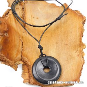 Schungite collier donut 4 cm avec cordon en cuir. Offre Spéciale