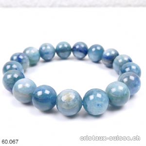 Bracelet Cyanite bleue claire - Disthène 11-12 mm, élastique 19 cm