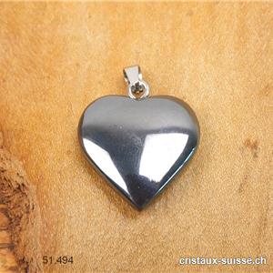 Pendentif Hématite coeur 2 cm avec boucle métal